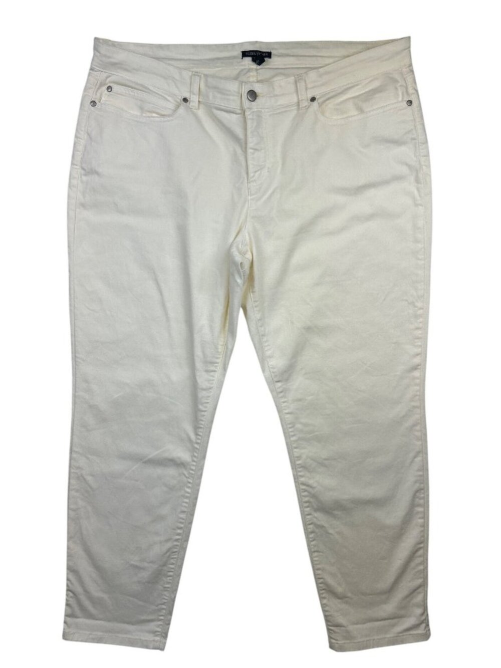 Eileen Fisher Organic Cotton Ankle Jeans Sz18 Cream Stretch Pants MInimalist